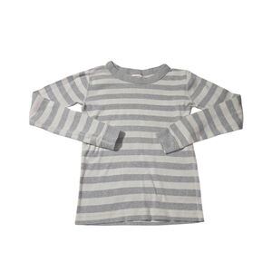 Hanna Andersson Gray and White Striped Long Sleeve Tee